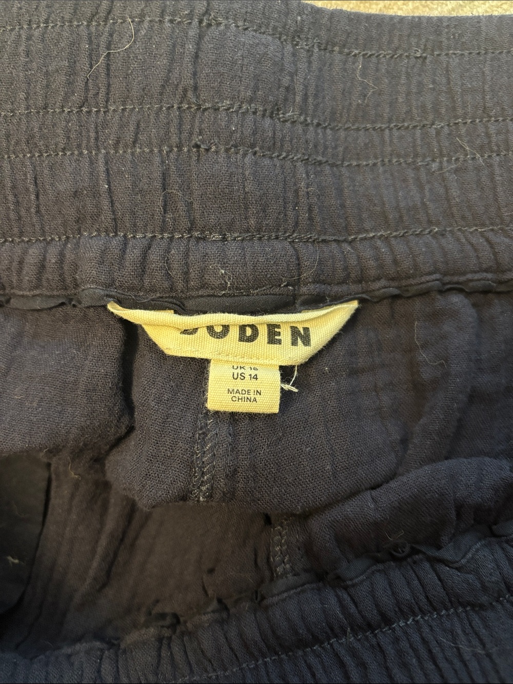 Boden Dark Navy Double Cloth Elastic Waist Wide-Leg Pants - Picture 3 of 5